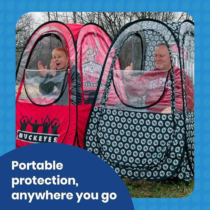 WeatherPod – The Original Ohio State Buckeyes 1-Person Pod – Patented Construction w/Tapered Sides Highly Water Wind &amp Weather Resistant Pop-up Tent – Lightweight Easy Open &amp Close – OSU Re