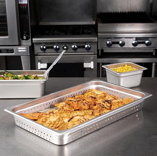 Carlisle FoodService Products DuraPan Perforated Food Pan Full Size Stainless Steel Container for Storing and Serving Food in Commercial Kitchen 10.4 Qt 6 Count