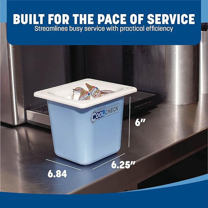 Carlisle FoodService Products CM1104C1402 Coldmaster CoolCheck 6 Deep Sixth-Size Insulated Cold Food Pan 1.6 Quart Color Changing White and Blue