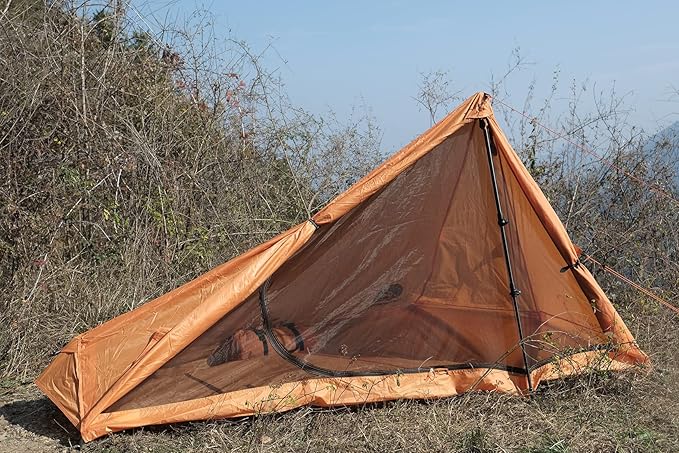 1 Person Trekking Pole Tent for Backpacking - Ultralight Backpacking Tent Waterproof Hiking Tent for Camping Lightweight Camping Tent for Scouts Trekker(NO Trekking Poles)