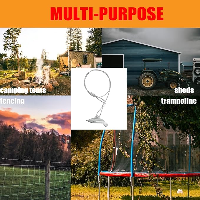 Drive-in Ground Earth Anchors for Sheds (20 Pack) Duck Bill Tree Anchor Kit with 30 inch Wire Cables for ShedCoyote Traps CanopyFencesTentsSwing Set Green House Easy to Use