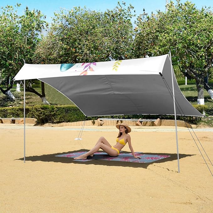 Camping Sun Shelters Beautiful Fantasy Magical Raccoon Beach Canopy 126 * 110.2in