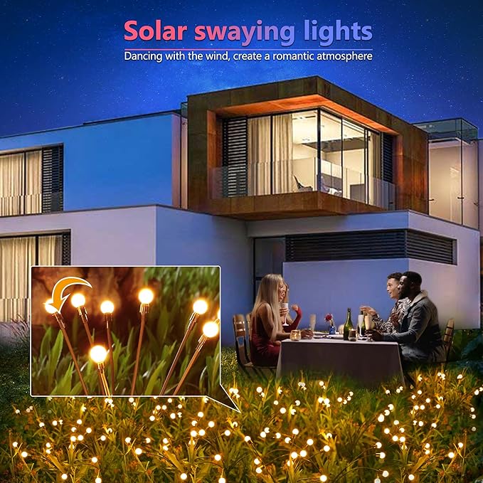 BrizLabs Solar Garden Lights 4 Pack 32 LED Solar Powered Firefly Lights 2 Modes Swaying Light Waterproof Globe Pathway Outdoor Lighting for Yard Pathway Walkway Patio Decor Warm White