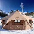 16.5ft Canvas Bell Tent Large Yurt Tent with Stove Jack for Camping &amp Glamping 55 High Walls Maximum Space Waterproof 4 Season Hot Tent with 8 Mesh Windows &amp Removable Floor