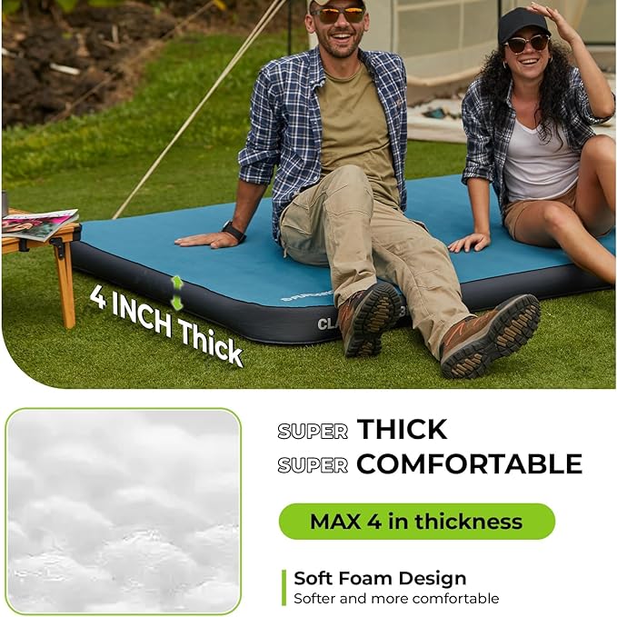 FUNDANGO Camping Self-Inflating Sleeping Pad Single Twin Size air Foam Mattress Cot with Pump Sack for Tents Car Van Outdoor Home