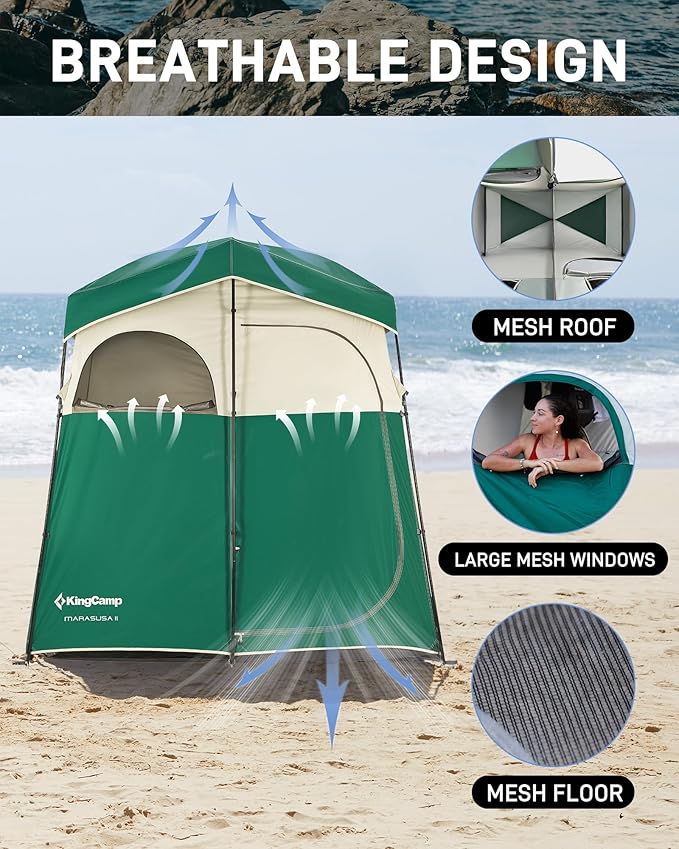 KingCamp Shower Tent Portable Privacy Tent Outdoor Camping 1/2 Room Toilet Tents with Shower Bag &amp Dressing Room for Beach Camping &amp Hiking
