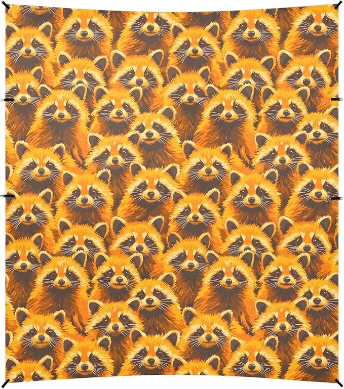 Camping Sun Shelters Cute Tanuki Pattern Beach Canopy 126 * 110.2in
