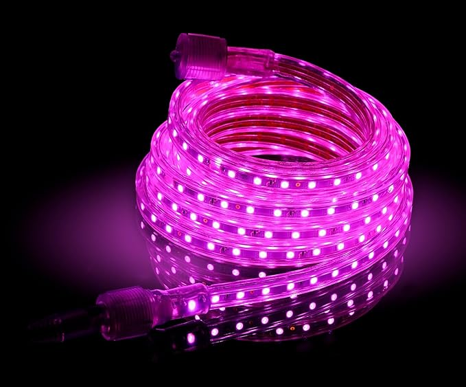 CBConcept UL Listed 164 FeetSuper Bright 45000 Lumen Pink Dimmable 110-120V AC Flexible Flat LED Strip Rope Light Commercial Grade Indoor Outdoor use Ready to plug n shine