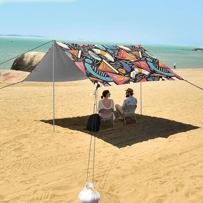 Camping Sun Shelters Colorful Graffiti Triangle Beach Canopy 126 * 110.2in