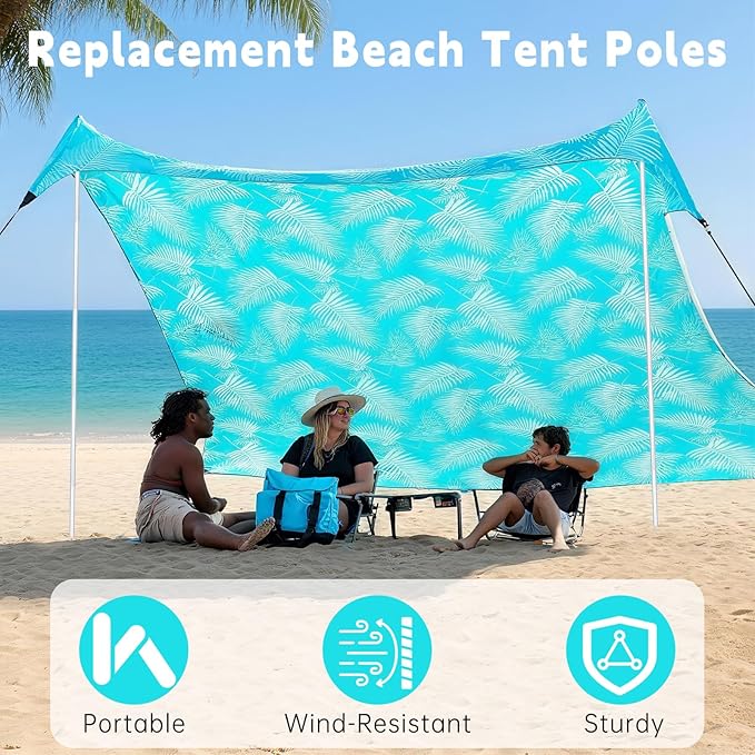 2 Pack Replacement Beach Tent Poles Compatible with Neso Portable Extra Poles for Beach Tent 6.56ft Pole Aluminum Canopy Foldable Pole Compatible with Neso Grande and Gigante Tents