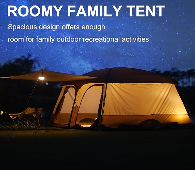 Vidalido Tents8-10 Person Camping Tent with Extended Vestibule2 Room Weather Resistant Family TentsEasy Install Waterproof Outdoor Tent for Camping Hiking