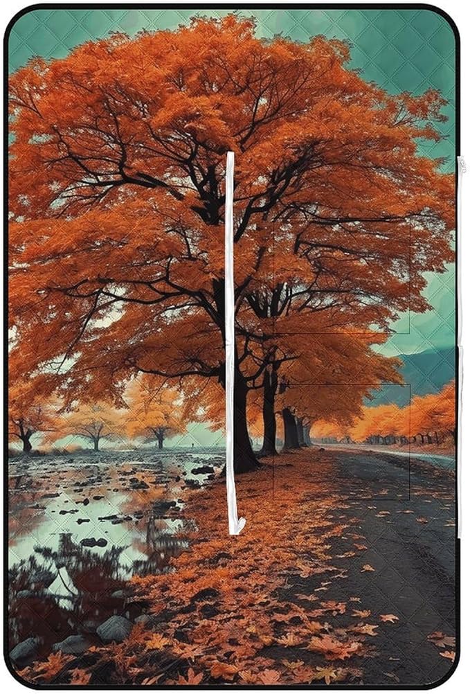 Zipper Maple Tree in Autumn Style Picnic Mat Suitable for Travel Camping Park Or Home Use
