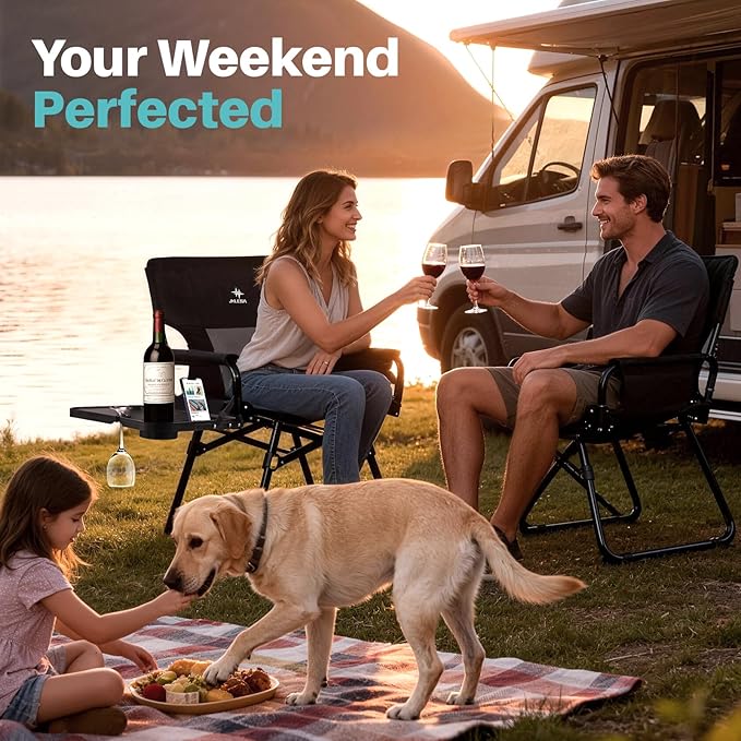 Heavy-Duty Camping Director’s Chair with Side Table 400lb Capacity 600D Oxford Quick Setup Smart Storage &amp Ergonomic Comfort Durable Steel Frame for Camping BBQs &amp Sports Events Red