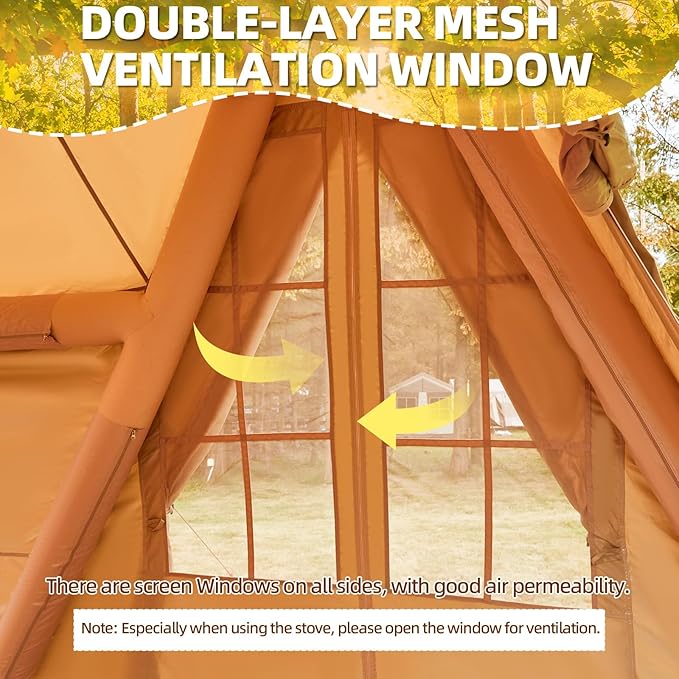 EROMMY 4/6/8/12 Person Inflatable Tent with Skylight 4 Season Blow Up Tents with Hand Pump for Outdoor Camping &amp Hiking Easy Set-up Windproof Sunproof Waterproof