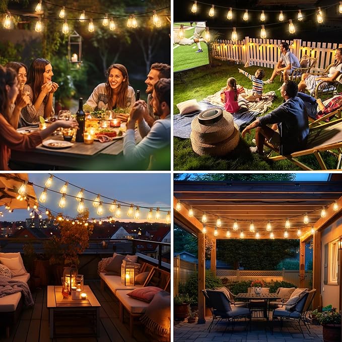 btfarm 100FT LED Outdoor String Lights Waterproof with Remote Patio Lights with 32+2 ST38 Edison Bulbs Hanging Light for Outside with Timer for Backyard Party Yard Gazebo Porch 2700K Dimmable