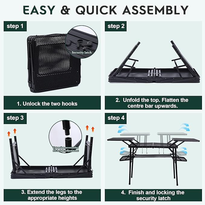 Nice C Camping Table Compact Folding Table Tailgate Grill Table Outdoor Tables Camping Tables That Fold Up Lightweight with 4 Side Tables &amp Mesh Net for BBQ Camping