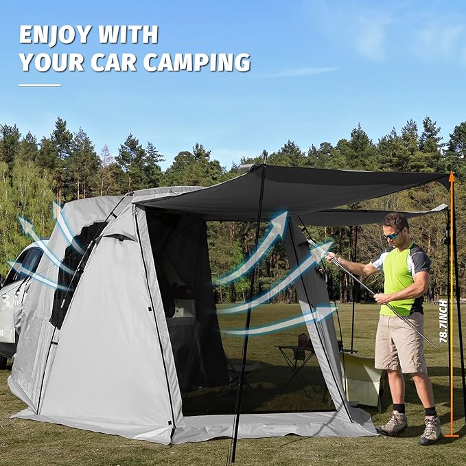 KAMPKEEPER SUV Car Tent Tailgate Shade Awning Tent for Camping Vehicle Camping Tents Outdoor Travel