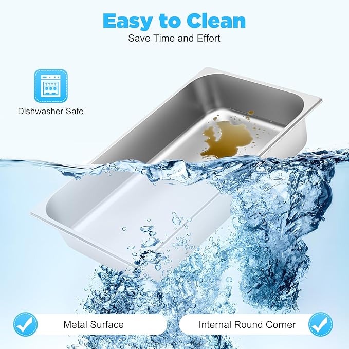 4 Pack Hotel Pans 4 Deep Steam Table Pan Full Size with Lid 20 L x 12 W Stainless Steel Hotel Pan for Food Warmer Cooking Heat (4 Pack Table Pan)