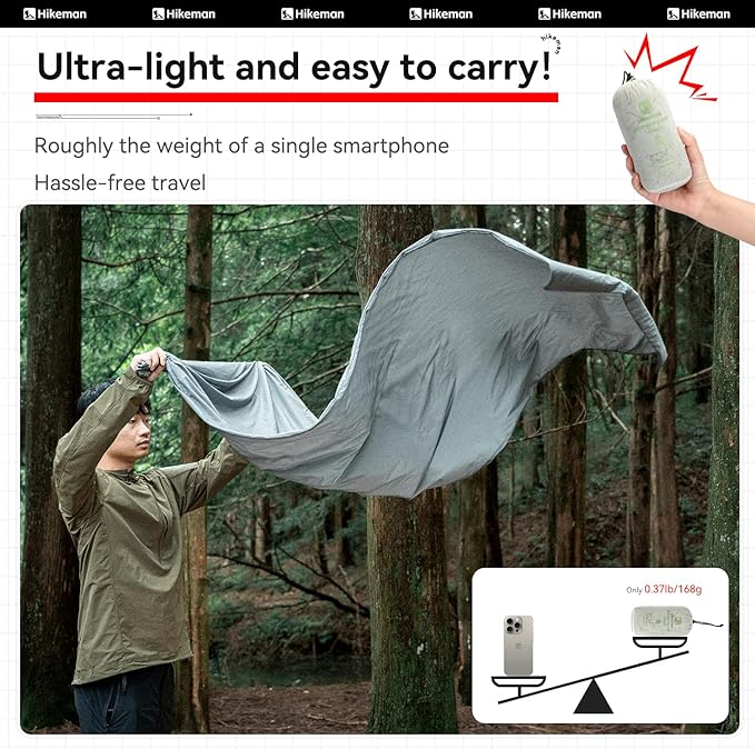 HIKEMAN Sleeping Bag Liner High Elasticity Travel Sheet with Side Zipper Lightweight Soft and Portable for Camping Traveling Hotels Business Backpacking Hiking Both Men and Women
