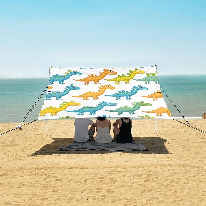 Repetitive Dinosaurs Camping Sun Shelter Beach Tent Portable Beach Sun Shade Outdoor Canopy for Camping Trips Fishing Picnic