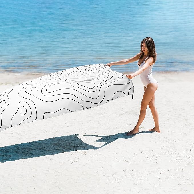Beach Blanket 78”x 86” Waterproof Sandproof Beach Mat with 4 Stakes &amp Portable Bag Big Large Sand Free Outdoor Pockets Picnic Blanket for Festival Camping