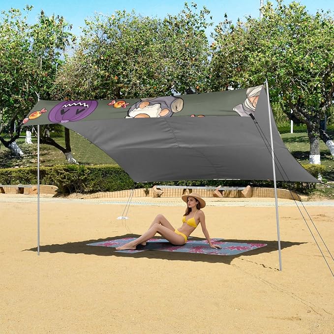 Beach Tent Sun Shelter Candy Purple Pumpkin Lightweight &amp Easy Setup Beach Shade Canopy for Camping Fishing