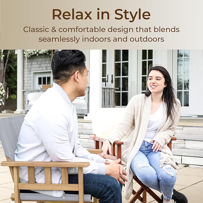 BYER OF MAINE Pangean Campaign Chair Portable Ash Wood Folding Chair with Heavy-Duty Canvas Seat Material. Ideal Patio Deck &amp Camping Seat 20″D × 23″W × 36″H 250 lbs Capacity in Granite