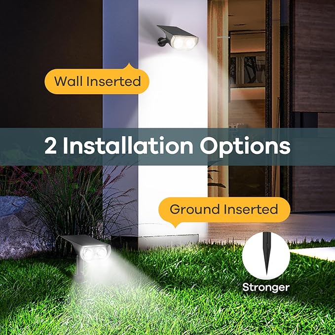 Linkind Solar Lights Outdoor Waterproof IP65 StarRay Dusk-to-Dawn Outdoor Solar Lights 3 Lighting Modes Solar Spot Lights Outdoor for Garden Yard Landscape (Daylight 4 Pack)