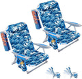 #WEJOY Lightweight Low 2 Pack Beach Chair for Adults 4-Position Aluminum Folding Camping Chairs with Shoulder Strap Cup Holder and Padded Headrest Supports 265lbs for Lawn Outdoo Darkblue/White