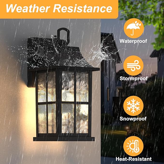 Modern Outdoor Light Fixture 2 Pack Aluminium Dusk to Dawn Outdoor Lighting Exterior Wall Sconce Waterproof Porch Light Outside Light for House Garage Patio Black