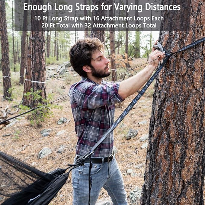Sunyear Hammock Camping with Rain Fly Tarp and Net Portable Camping Hammock Double Tree Hammock Outdoor Indoor Backpacking Travel &amp Survival 2 Tree Straps100% Waterproof