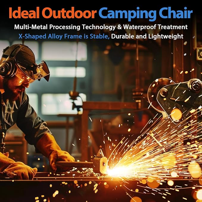 Heated Camping Chair with 20000 mAh Battery Loog-Lasting for 500 Mins Fully Padded Heated Camp Chairs Heavy Duty Folding Chairs Supports 500 lbs for Winter Camping Picnics Tailgating RV Travel