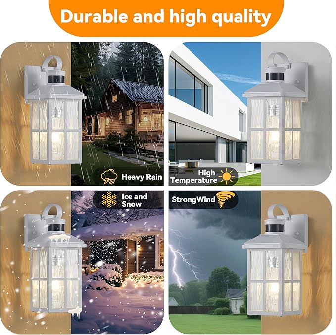 Motion Sensor Porch Lights Outdoor with Remote Dusk-to-Dawn Exterior Lighting Fixtures 4 Modes &amp Weatherproof Outdoor Wall Lights - Ideal for Porch Patio Entryway Garage