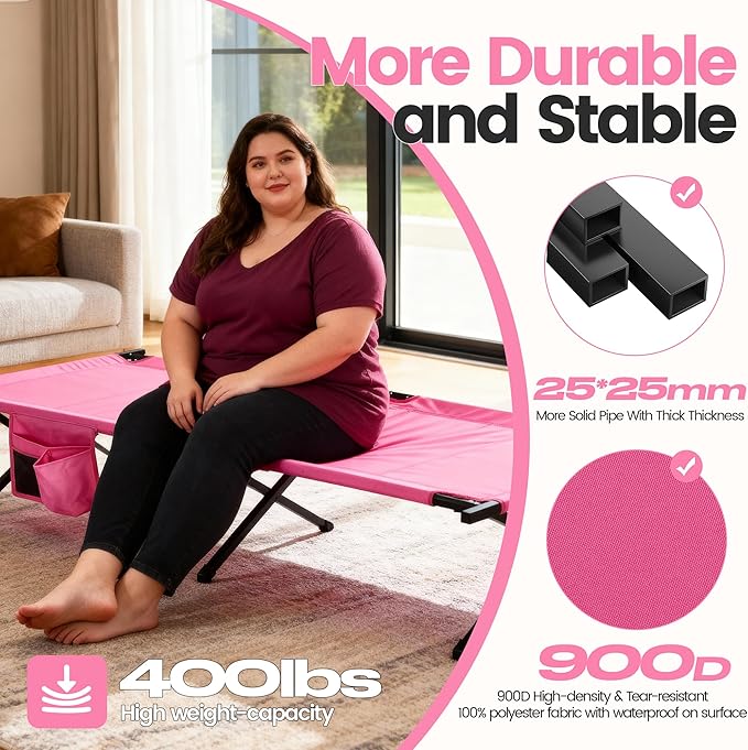 Portable Camping Cot for Adults 300lbs Heavy Duty Folding Bed with 60s Quick Setup Compact &amp Lightweight for Outdoor Guest Office Nap Hospital Stay