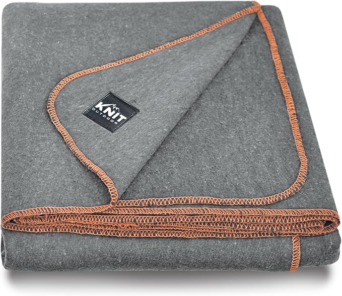 Large Military Wool Blanket - Warm &amp Thick Emergency Survival Blanket Great for Camping Outdoors Sports Events Picnics 4.5 lbs 64 x 88 (Gray)