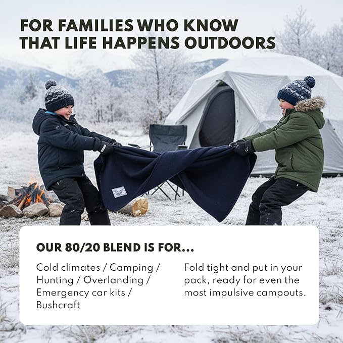 Woolly Mammoth Woolen Company Merino Wool Blanket - 80% Merino Wool - Camping Blankets for Cold Weather - Mositure-Wicking for Overlanding Hunting Emergency Kits Bushcraft (66 x 90 Sandstone)