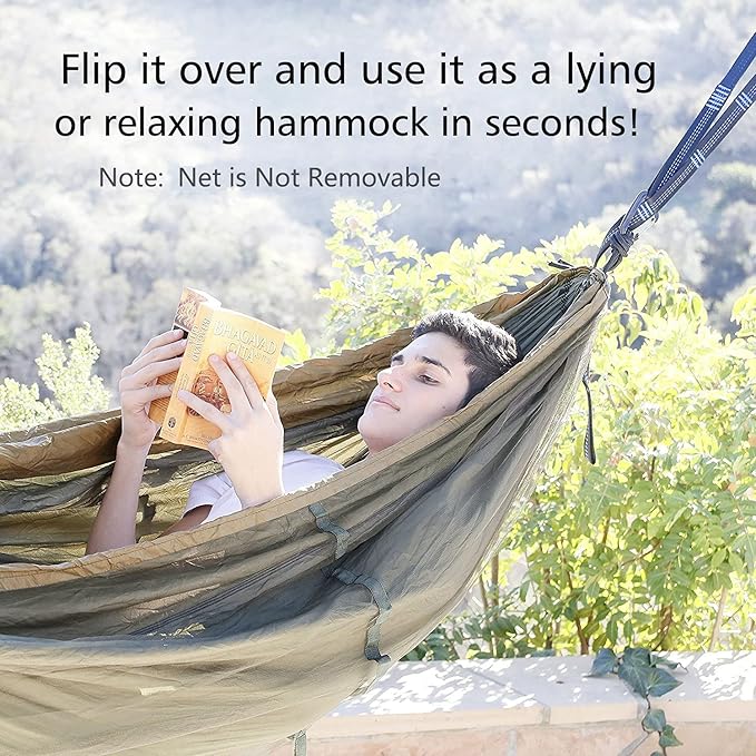 Sunyear Camping Hammock Portable Single &amp Double Hammock with Net 2 Person Hammock Tent with 2 * 10ft Straps Best for Outdoor Hiking Survival Travel