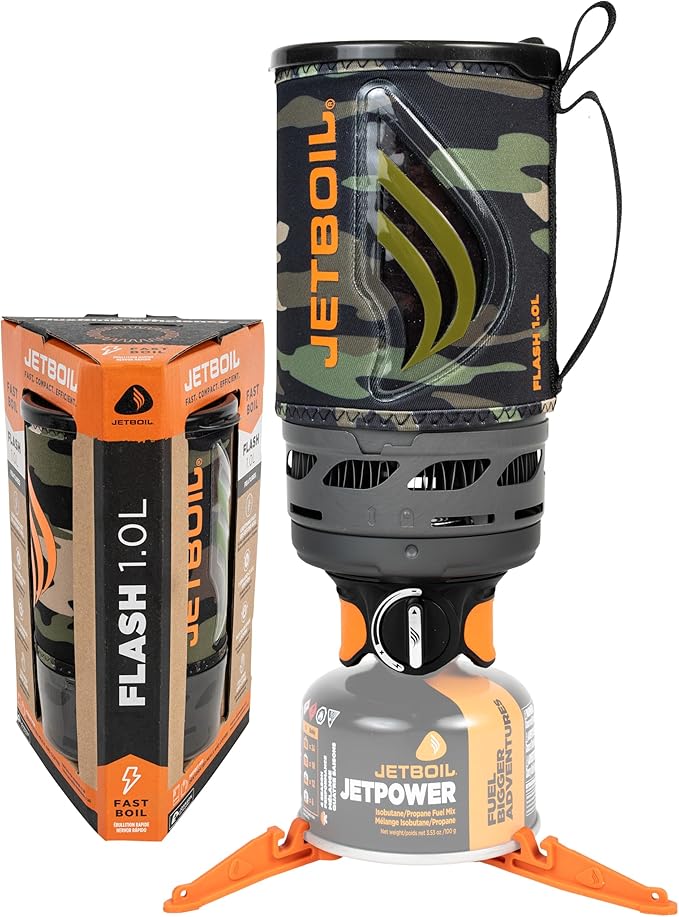 Jetboil Flash Portable Fast Boil Stove for Camping and Backpacking with 1-Step Auto Ignition Propane/Isobutane Burner with Cooking Cup