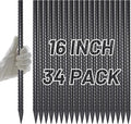 AAGUT Rebar Stakes 16 inch (34pcs) Heavy Duty 3/8” Ground Anchors Steel Garden Stakes Metal Straight Camping Tent Spikes with Chisel Point End for Hard Soil Black Powder Coated