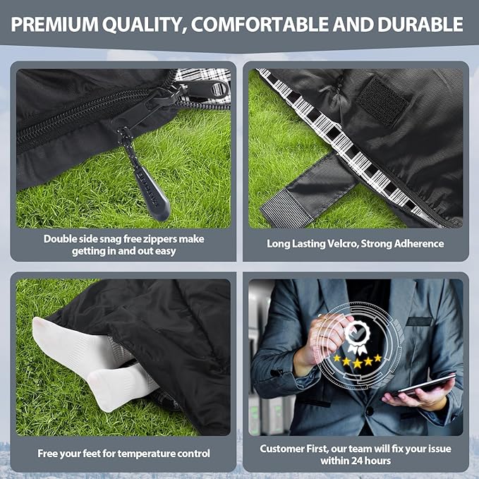 XL Queen Size 2 Person Double Sleeping Bag for Adults Lightweight Compact with Flannel Liner &amp Thermolock Draft Tube Machine Washable All Season Camping Travel