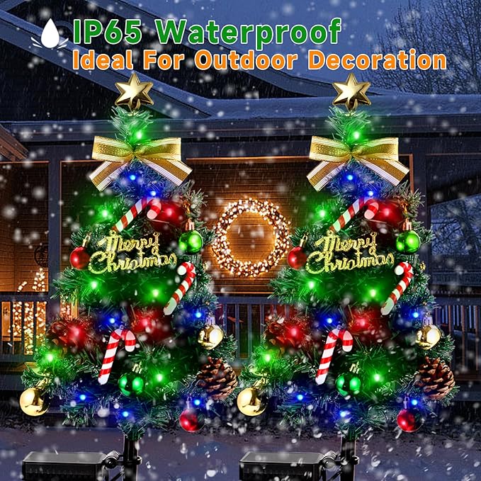 Solar Christmas Decorations OutdoorDEIDOULU Solar Christmas Tree 2 Pack 40 Led Light 2 Modes Outdoor Xmas Tree Light décor Pathway Lights Patio Yard
