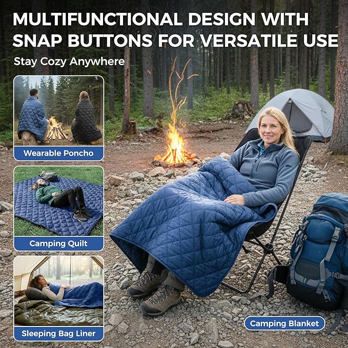 ATEPA Wearable Sleeping Bag Recycled Warm Winter Camping Blanket Wearable Poncho for Outdoor Stadium Sports Women Men