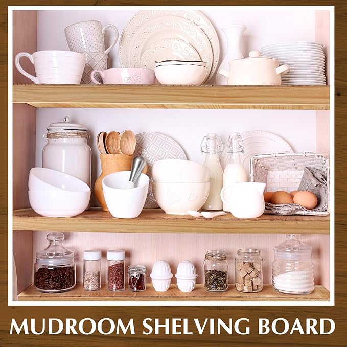 Hoolerry 3 Sets Wire Shelf Covers Wood Wire Rack Covers for Shelving Pantry Closet Removable Closet with 18 Grain Stickers for Pantry Home and Kitchen Organization (36 x 16 InchWood Color)
