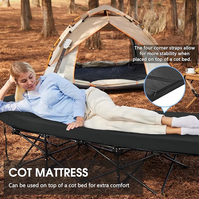 CYMULA Memory Foam Camping Mattress Pad3inch Sleeping Pad for CampingNon-Slip Bottom Floor Cot Car Mattress Bed with Retaining Portable Roll up Mattress Pad Mat for Travel Truck Guest Bed Tent