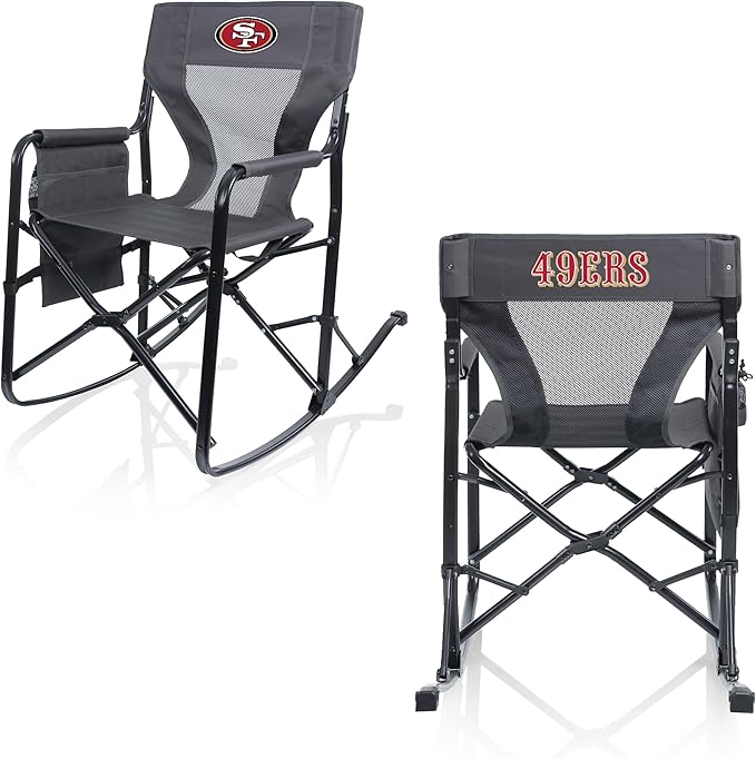 Picnic TIME NFL Woodland Rocking Camping Chair with Storage Caddy Camp Chair for Adults