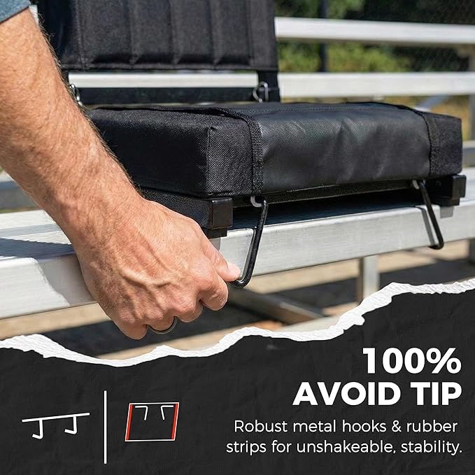 SPORT BEATS Stadium Seats with Back Support Bleacher Chairs with Back and Cushion Thick Padded Bleacher Seats Includes Shoulder Strap Cyan 1pc Regular - 17 W x 12 D x 16.5 H