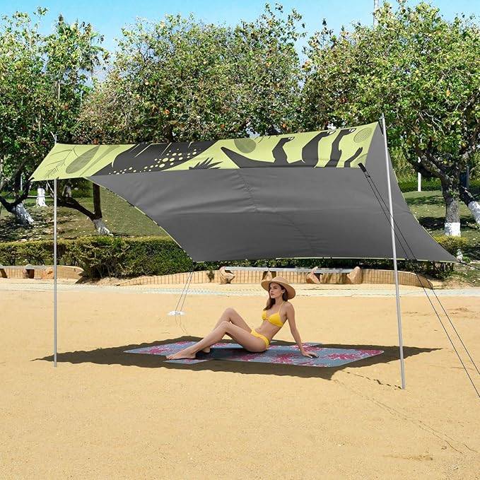 Dinosaurs of Different Camping Sun Shelter Beach Tent Portable Beach Sun Shade Outdoor Canopy for Camping Trips Fishing Picnic