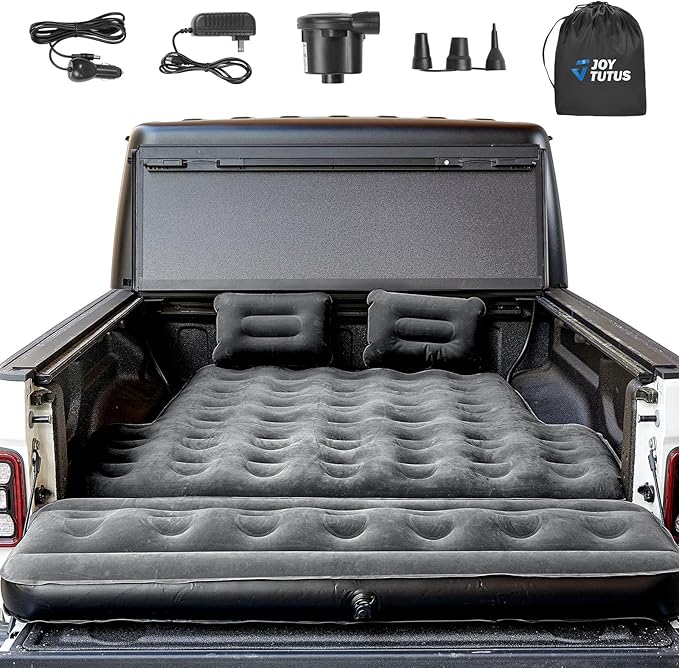 JOYTUTUS 5-5.2Ft Truck Bed Air Mattress with Removable Tailgate Extension Thickened Inflatable 5ft Compact Short Truck Beds Compatible with Tacoma&ampRanger&ampGladiator&ampColorado&ampCanyonBl