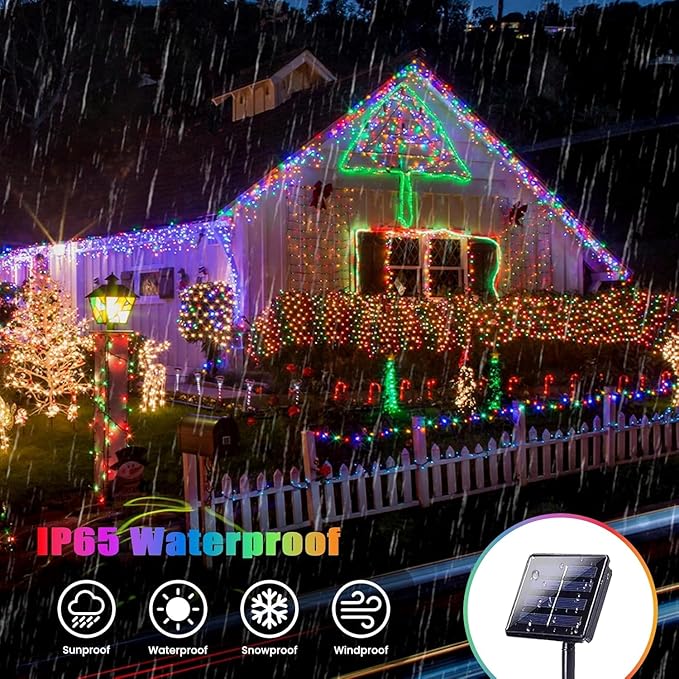 Extra-Long 144FT Solar String Lights for Outside 2 Pack 400LED Solar Fairy Lights Outdoor Waterproof Copper Wire with 8 Modes Solar Twinkle Lights for Tree Garden Party Patio Xmas Decor (Multicolor)