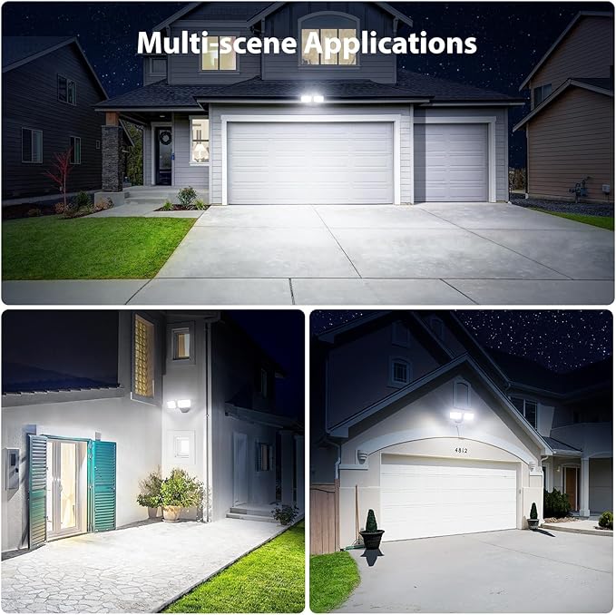 Onforu 3200LM Flood Lights Outdoor 32W 6500K LED Security Light Manual Switch Controlled IP66 Waterproof Outdoor Lights Wall Mount Exterior Flood Light with 2 Adjustable Heads Floodlights Outside